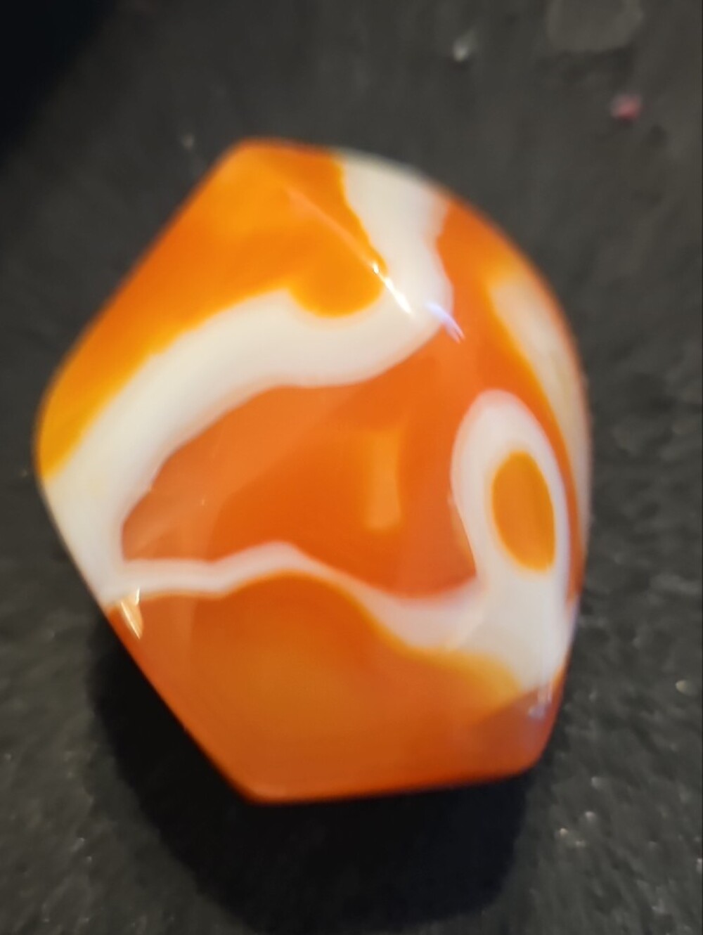 Polished Carnelian Agate Geode Specimen - Orange & White - Picture 10 of 10